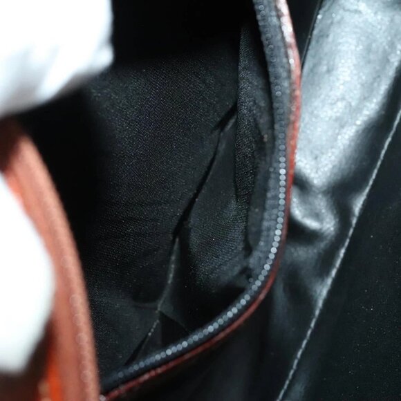 FENDI Pecan Canvas Shoulder Bag Coated Canvas Black Brown gold Auth 138323 - Picture 13 of 16